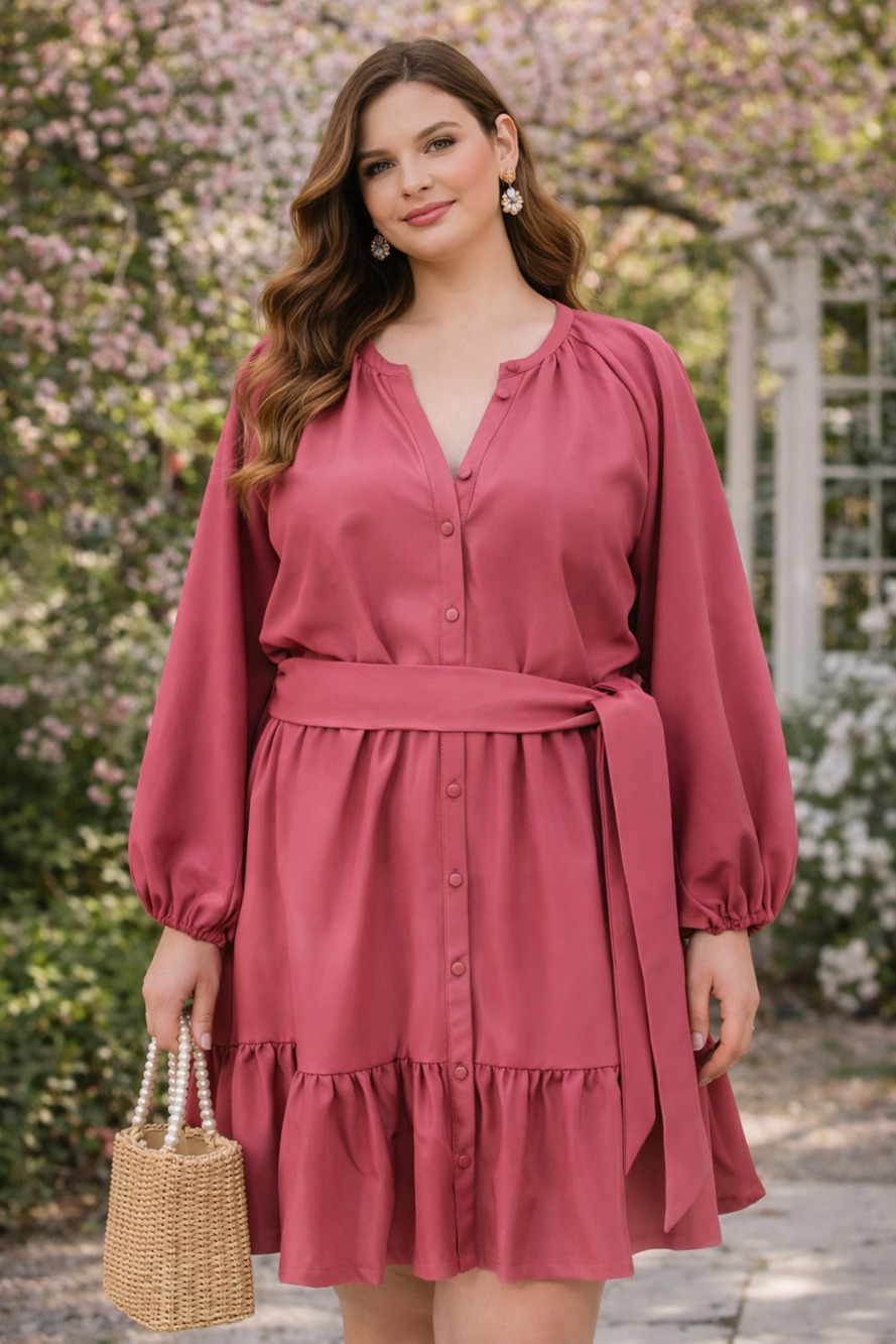 Eloquii Hot Pink Faux Leather Shirred Mini Dress Size 20 Chic Romantic Polished - Picture 1 of 9
